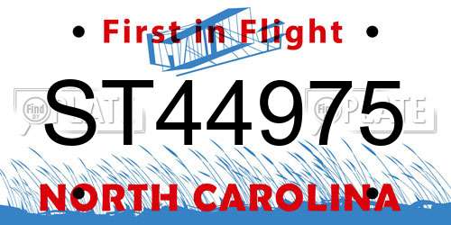 ST44975 North Carolina License Plate