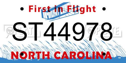 ST44978 North Carolina License Plate