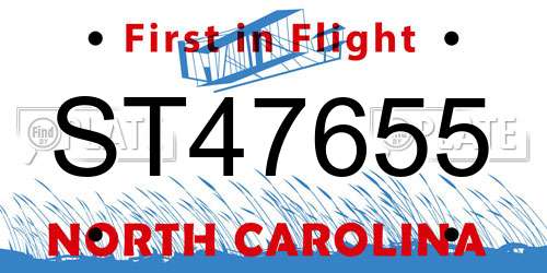 ST47655 North Carolina License Plate
