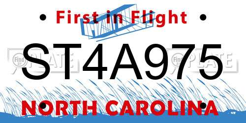 ST4A975 North Carolina License Plate