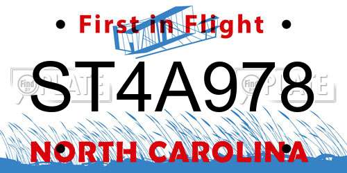 ST4A978 North Carolina License Plate
