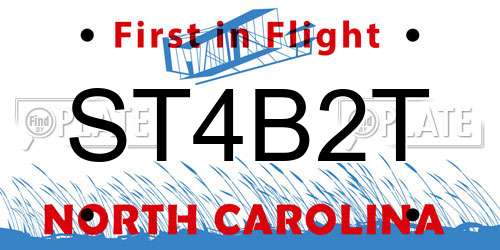ST4B2T North Carolina License Plate
