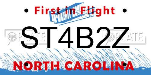 ST4B2Z North Carolina License Plate