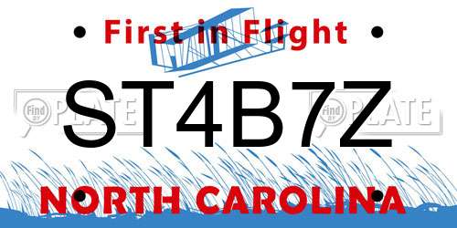 ST4B7Z North Carolina License Plate