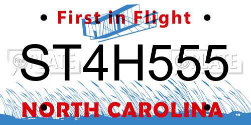 ST4H555 North Carolina License Plate