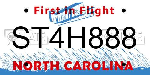 ST4H888 North Carolina License Plate