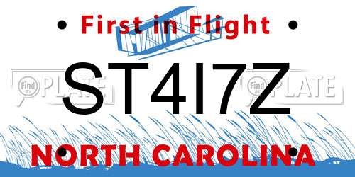 ST4I7Z North Carolina License Plate