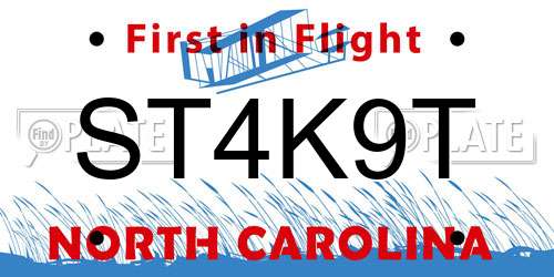 ST4K9T North Carolina License Plate