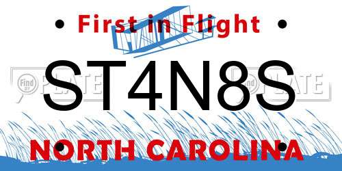 ST4N8S North Carolina License Plate