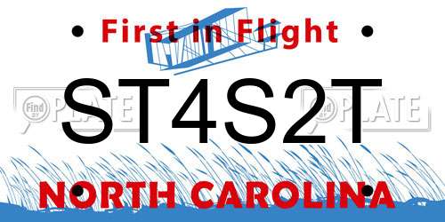 ST4S2T North Carolina License Plate