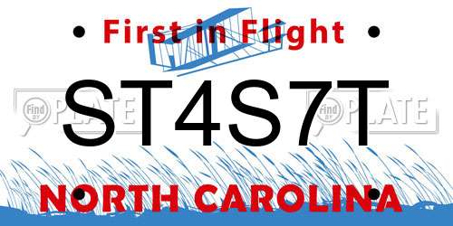 ST4S7T North Carolina License Plate
