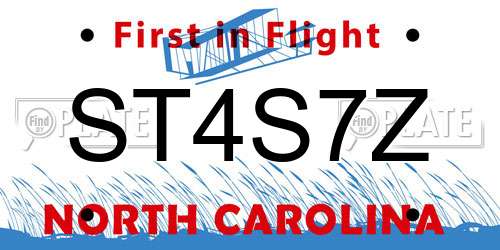 ST4S7Z North Carolina License Plate