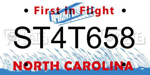 ST4T658 North Carolina License Plate