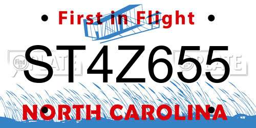 ST4Z655 North Carolina License Plate