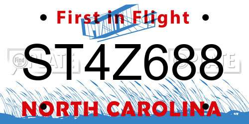 ST4Z688 North Carolina License Plate