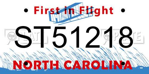 ST51218 North Carolina License Plate