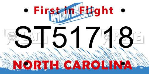 ST51718 North Carolina License Plate