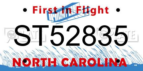 ST52835 North Carolina License Plate
