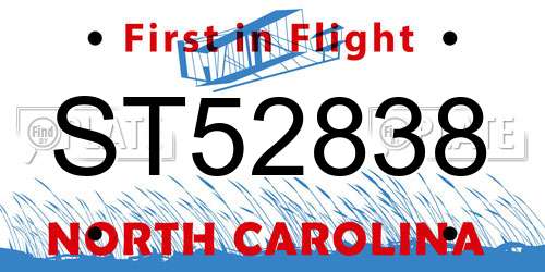 ST52838 North Carolina License Plate