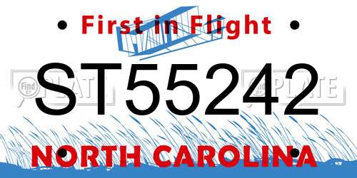 ST55242 North Carolina License Plate