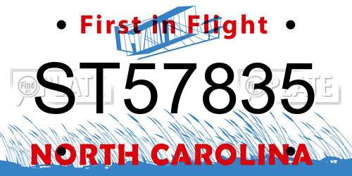 ST57835 North Carolina License Plate