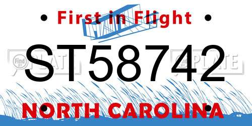 ST58742 North Carolina License Plate