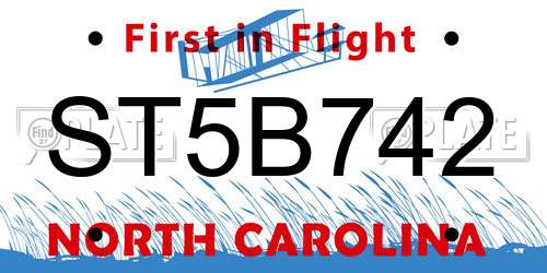 ST5B742 North Carolina License Plate