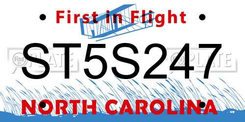 ST5S247 North Carolina License Plate