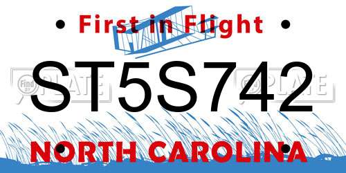 ST5S742 North Carolina License Plate