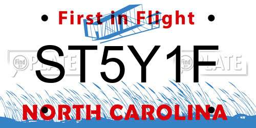 ST5Y1F North Carolina License Plate