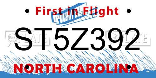 ST5Z392 North Carolina License Plate