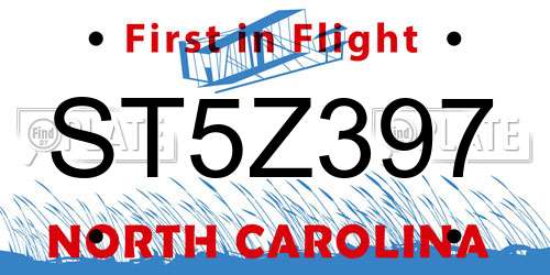 ST5Z397 North Carolina License Plate