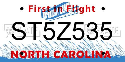 ST5Z535 North Carolina License Plate