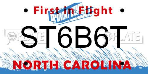 ST6B6T North Carolina License Plate