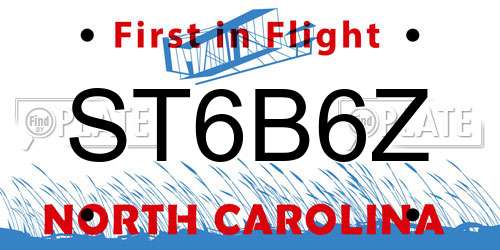 ST6B6Z North Carolina License Plate