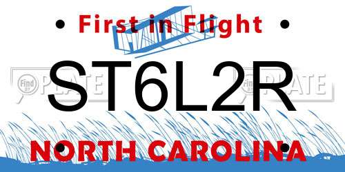 ST6L2R North Carolina License Plate