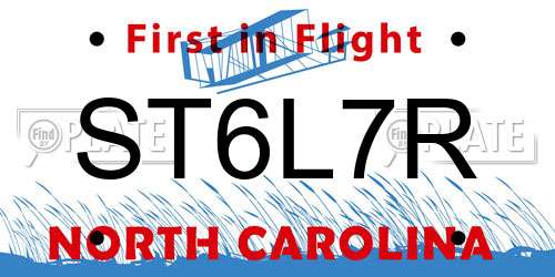 ST6L7R North Carolina License Plate