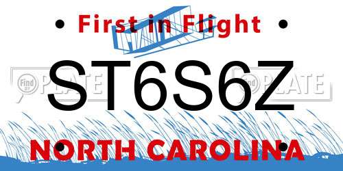 ST6S6Z North Carolina License Plate