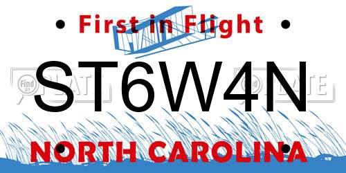 ST6W4N North Carolina License Plate