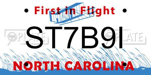 ST7B9I North Carolina License Plate
