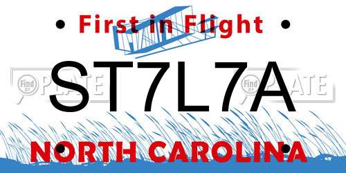 ST7L7A North Carolina License Plate