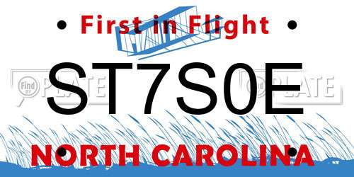 ST7S0E North Carolina License Plate
