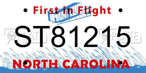 ST81215 North Carolina License Plate