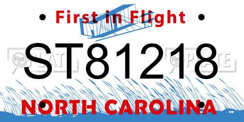 ST81218 North Carolina License Plate