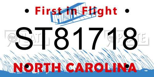 ST81718 North Carolina License Plate
