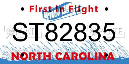 ST82835 North Carolina License Plate