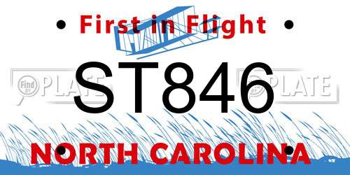 ST846 North Carolina License Plate