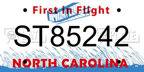 ST85242 North Carolina License Plate