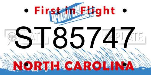 ST85747 North Carolina License Plate