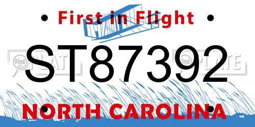 ST87392 North Carolina License Plate